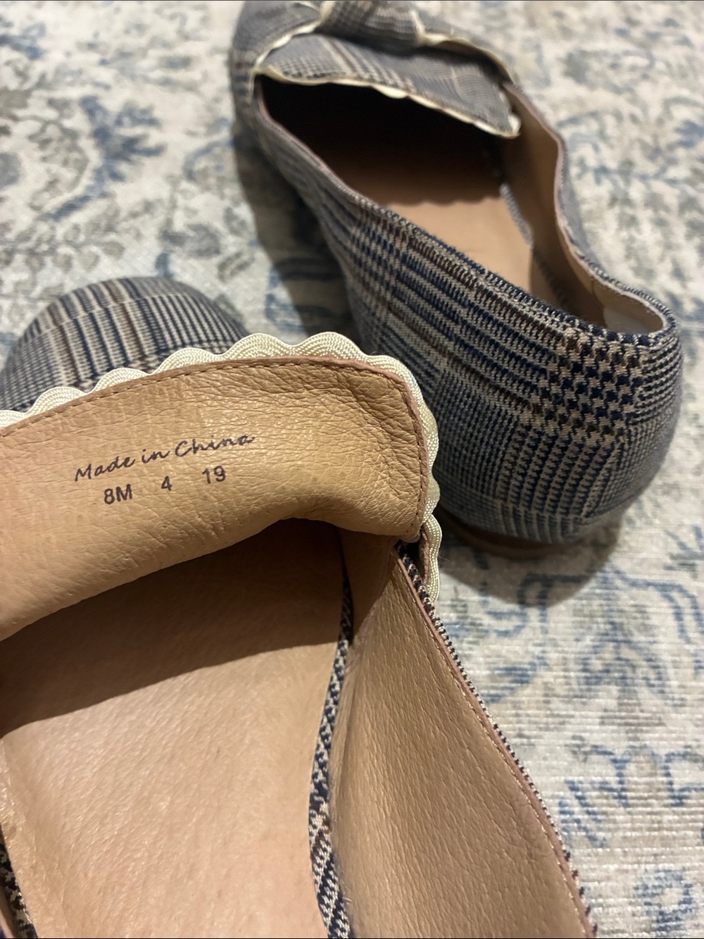 Jack Rogers - Plaid Ruffle Loafers in Black and Cream - Women's Dress Flats / 8 - Picture 6 of 6
